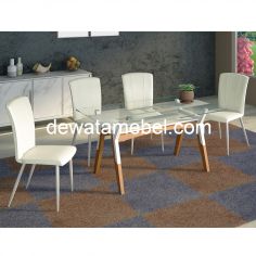 Dining Set 4 Chairs - Siantano DT DC Ottawa / Teak - White